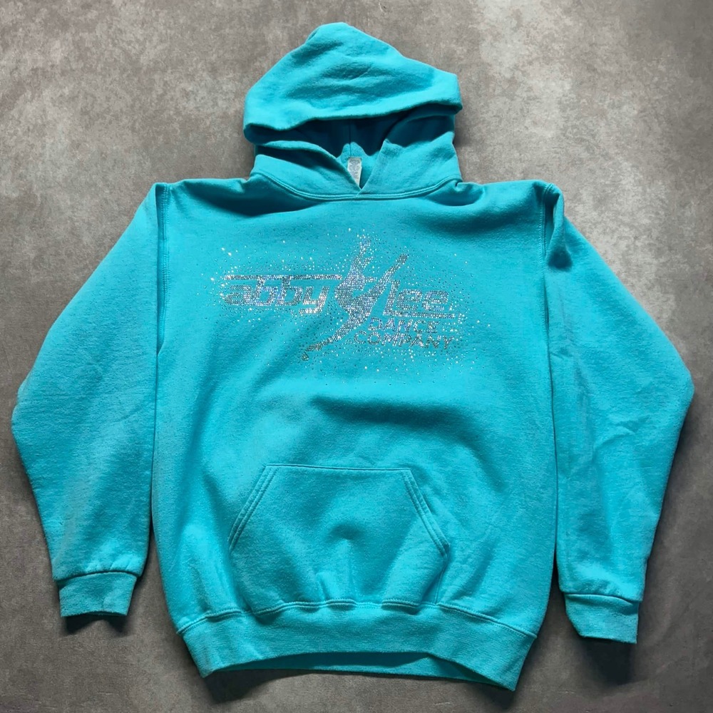 Jerzees Abby Lee Dance Company Rhinestone Hoodie Youth XL Turquoise Blue ALDC